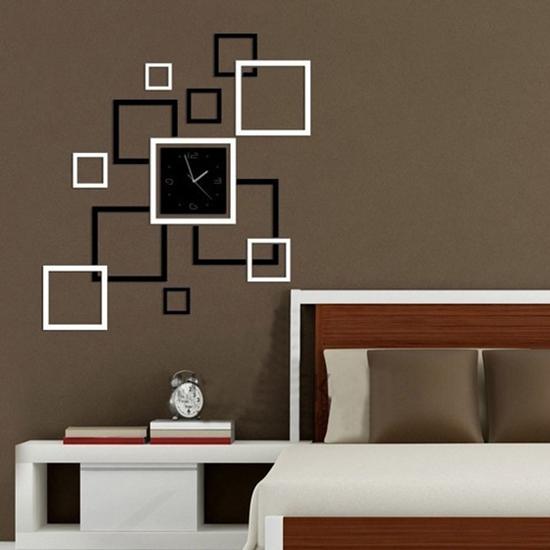 

Honana DX-X4 Creative 3D Acrylic Mirror Wall Sticker Quartz Clocks Square Watch Large Home Decor