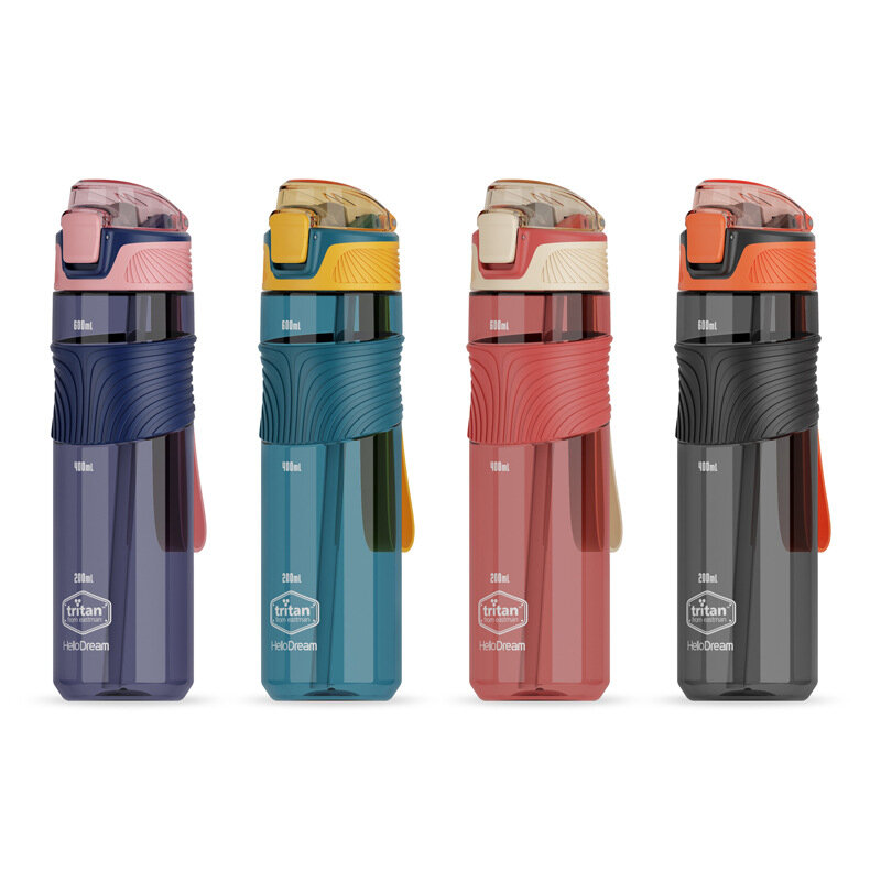 650ml Tritan Sports Bottle With Straw Flip Lid Water Cup BPA Free Leak-Proof Large Capacity Mug Anti-Skid Silicone Sleeve Kettle