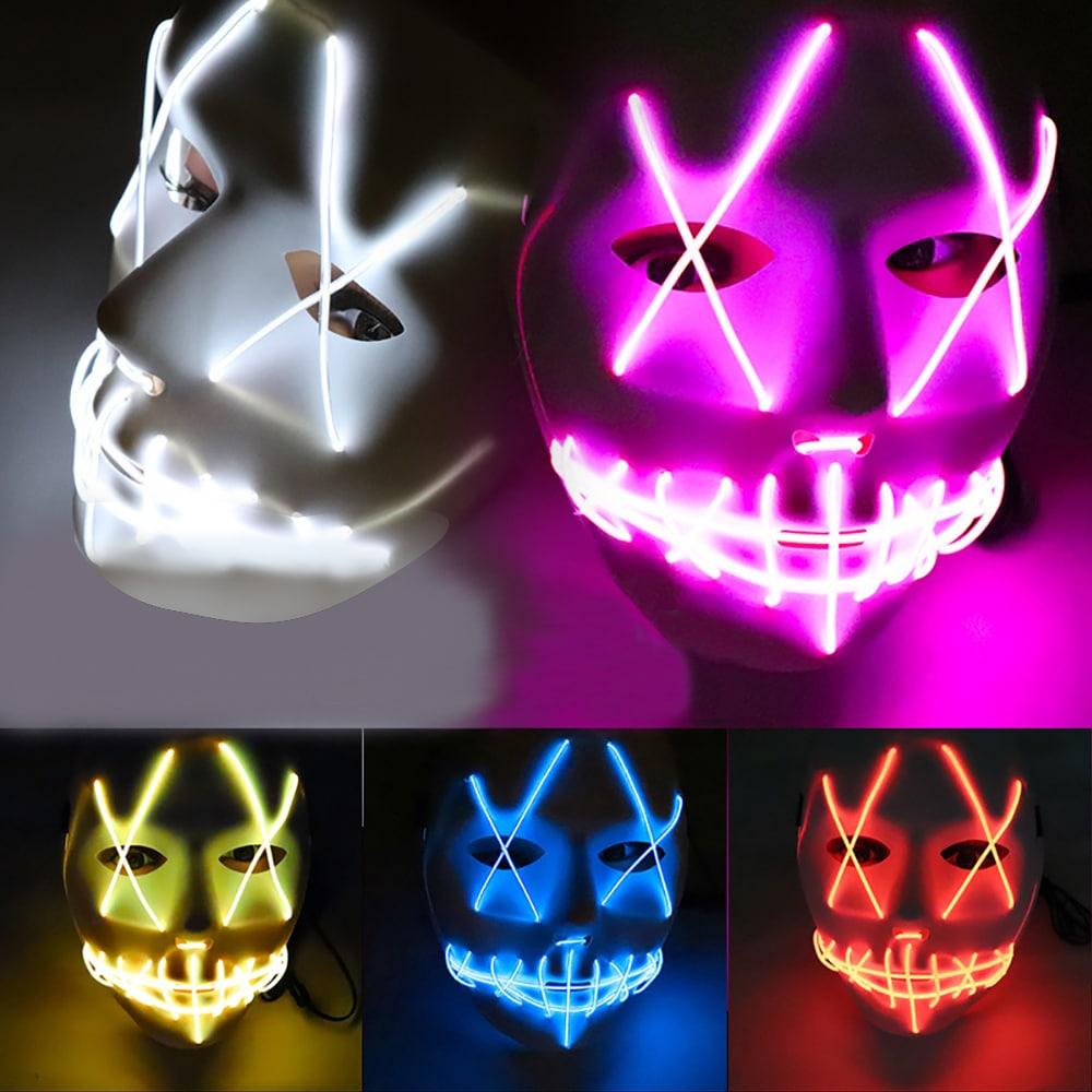 Halloween Ghost Spleet Genoegen Lichtgevende Licht EL Lijn Masker Mode Masker Kleding Masker Party