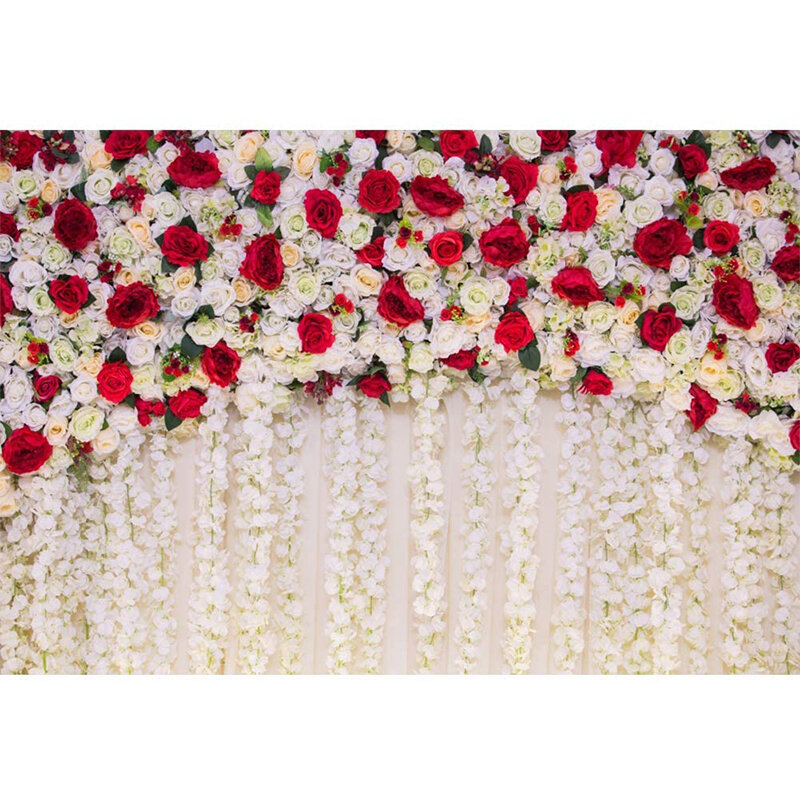 Romantische bruiloft rode roos muur fotografie achtergronden bloemen foto achtergrond