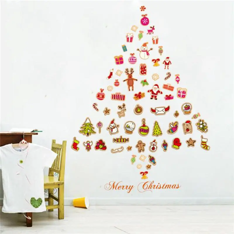 Christmas party home decoration multiple element merry christmas window stickers kids children gift