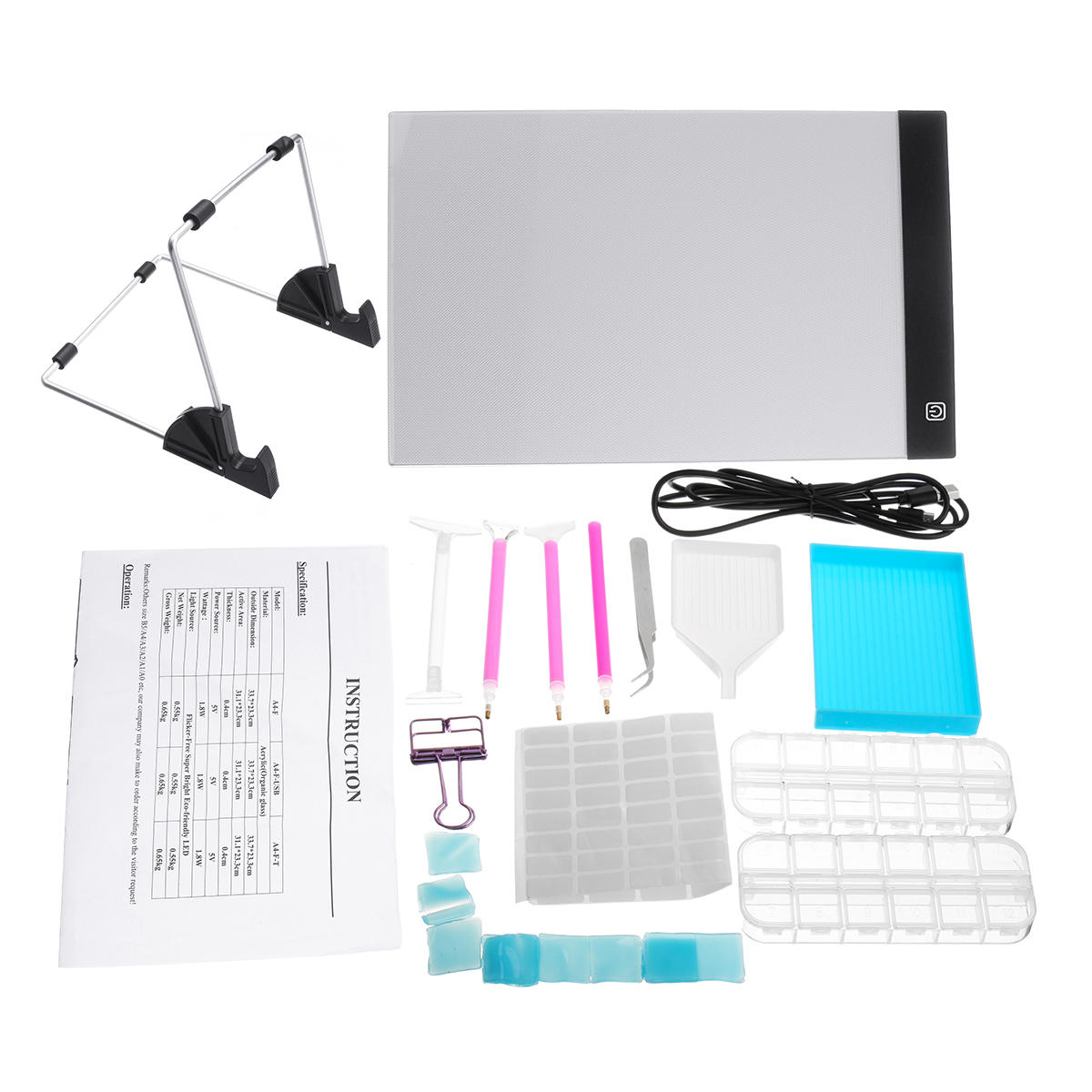 24xA4 LED Pad Tablet Board 5D Diamond Painting Tools Kit Embroider Cross Stitch