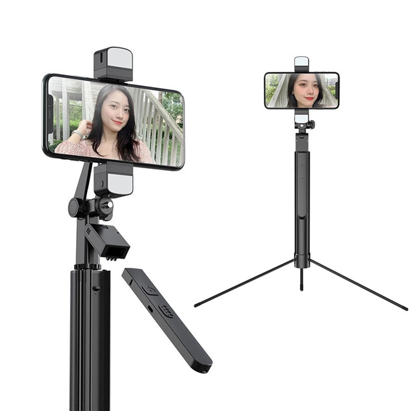 Bakeey K30 Foldable Dual Fill Light Handheld Stabilizer bluetooth Selfie Stick Tripod With Shutter R