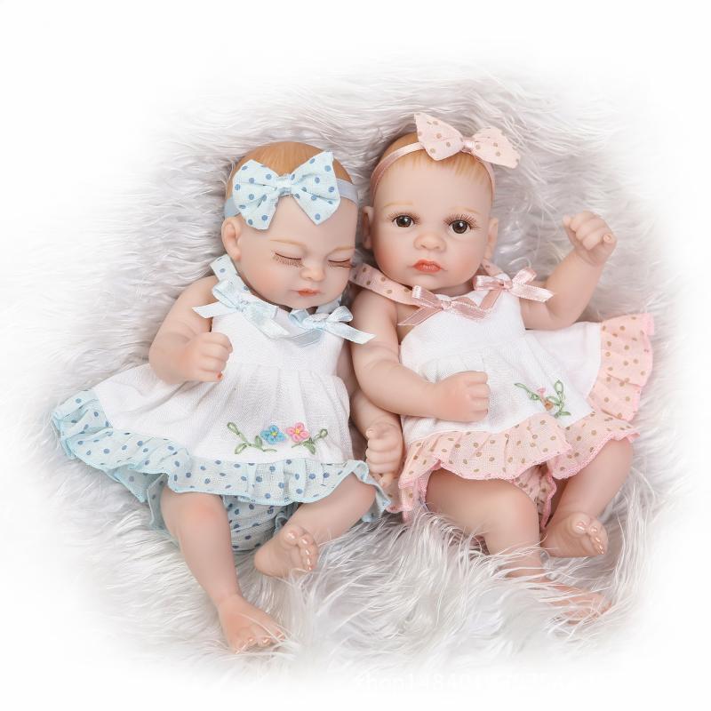 

NPK 10 Inch 26cm Twins Reborn Baby Soft Silicone Doll Handmade Lifelik Baby Girl Dolls Birthday Gift