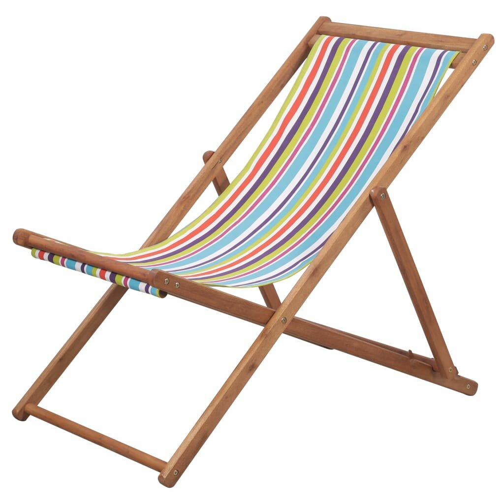 Opvouwbare strandstoel stof en houten frame veelkleurig