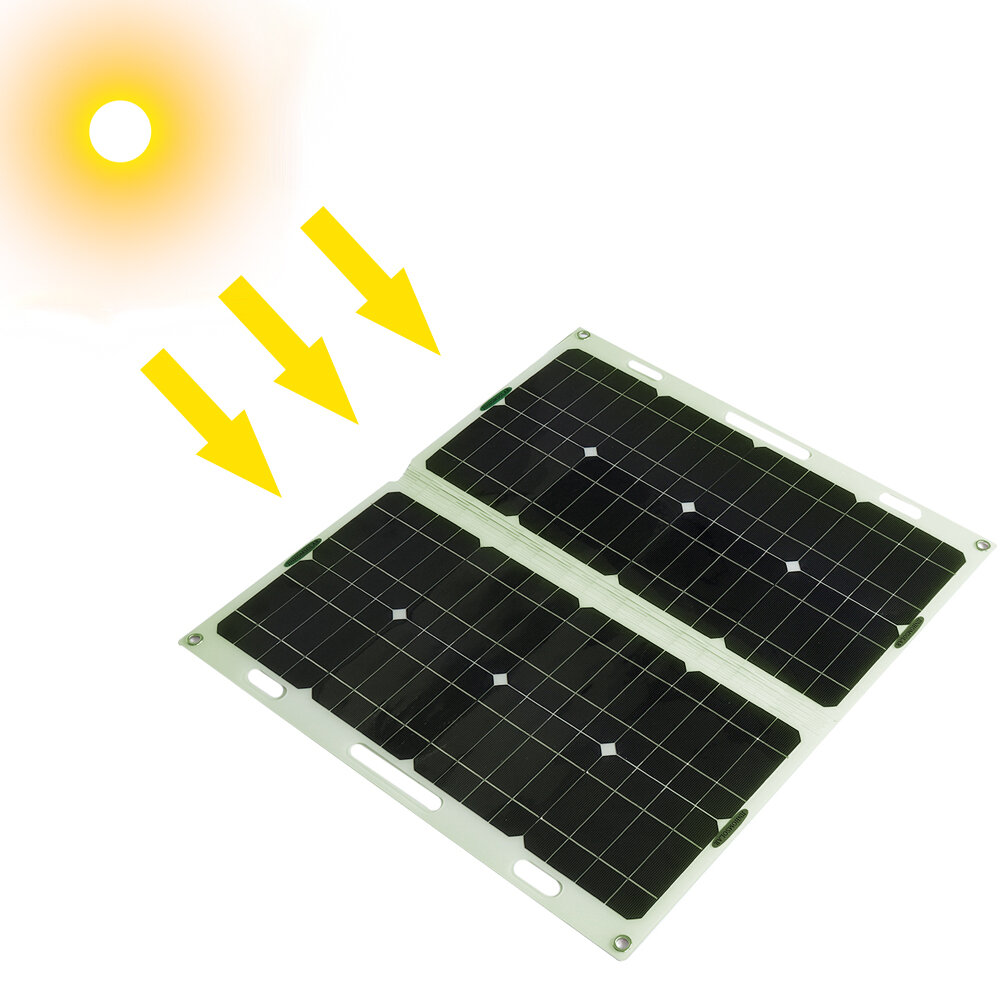Painel solar portátil 20 W 18 V Banco de energia solar dobrável Gerador de energia luminosa LED Carregador de lanterna para acampamento para viagem
