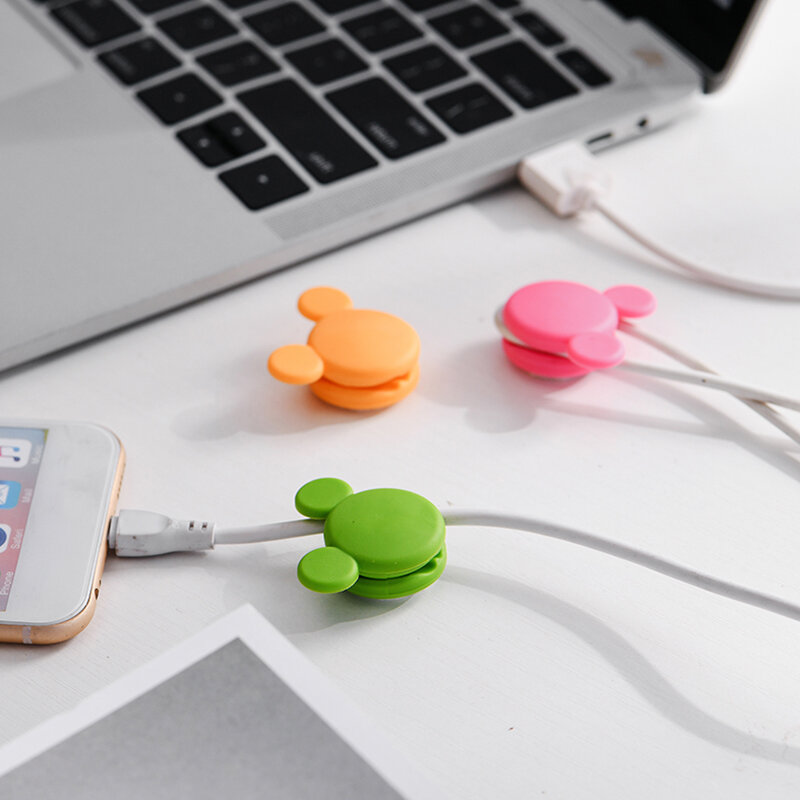 

2Pcs Cute Mini Mouse Pattern Multi-function Two-way Winding Desktop Tidy Management Cable Organizer Winder for iPhone X