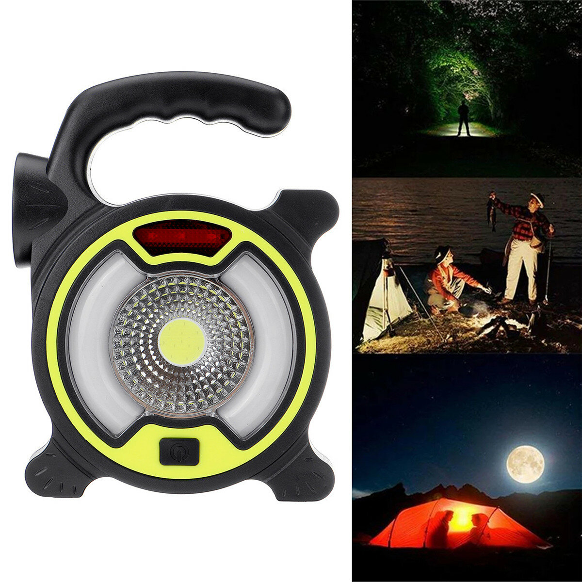 Luz de trabajo COB de 150LM con 4 modos, linterna recargable por USB de 200m para pesca y camping al aire libre