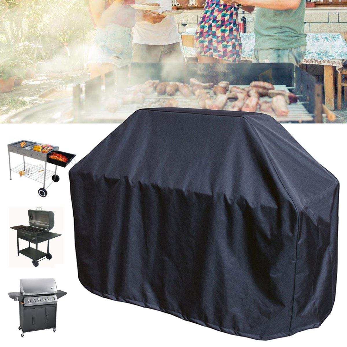 Fekete vízálló BBQ grill takaró 163x61x122cm méretben, védi az esőtől az ételeket a szabadban történő főzés során.
