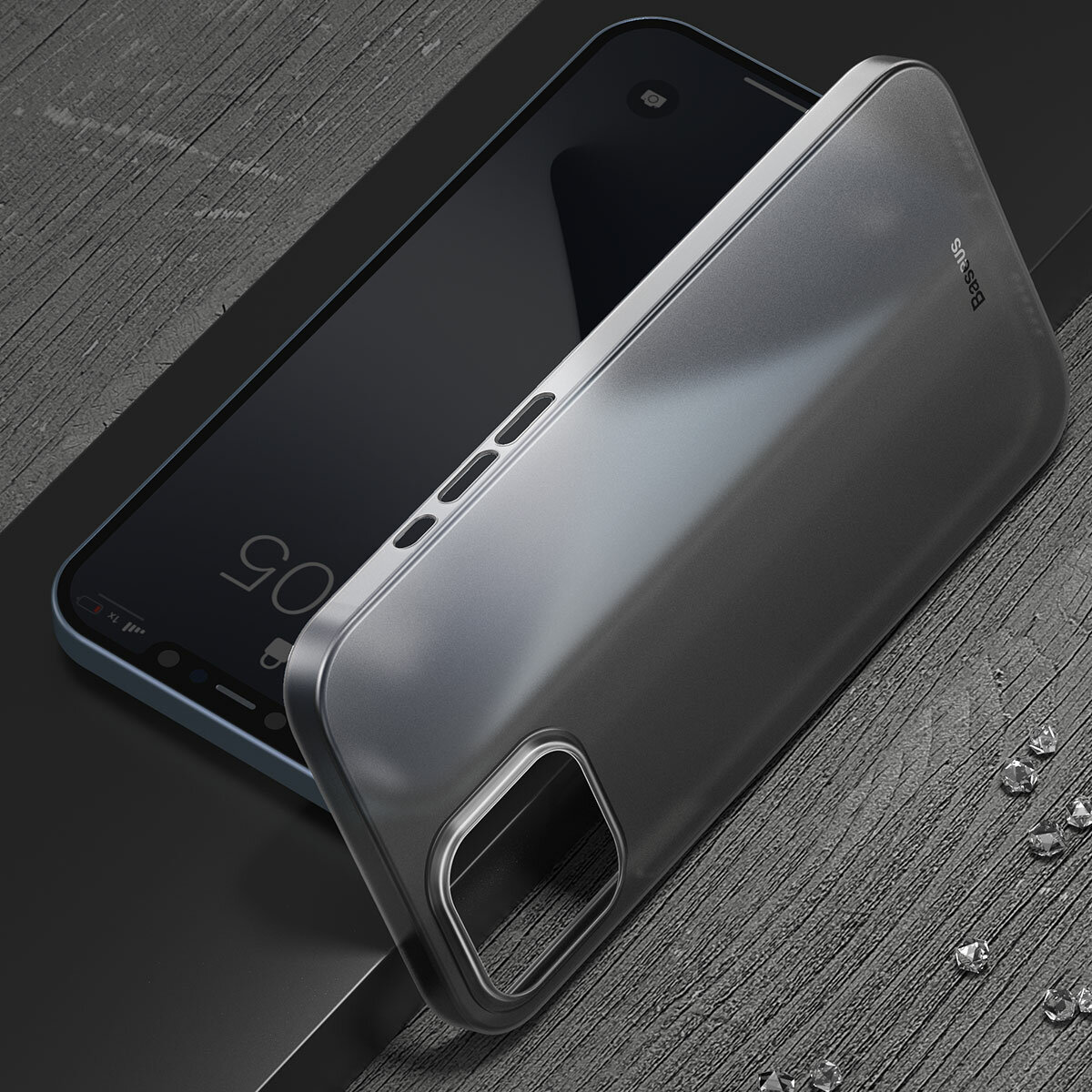 Baseus voor iPhone 12 Mini 5.4 inch Case Mat 0.4mm Ultradunne PP Anti-Kras Anti-Vingerafdruk Doorsch