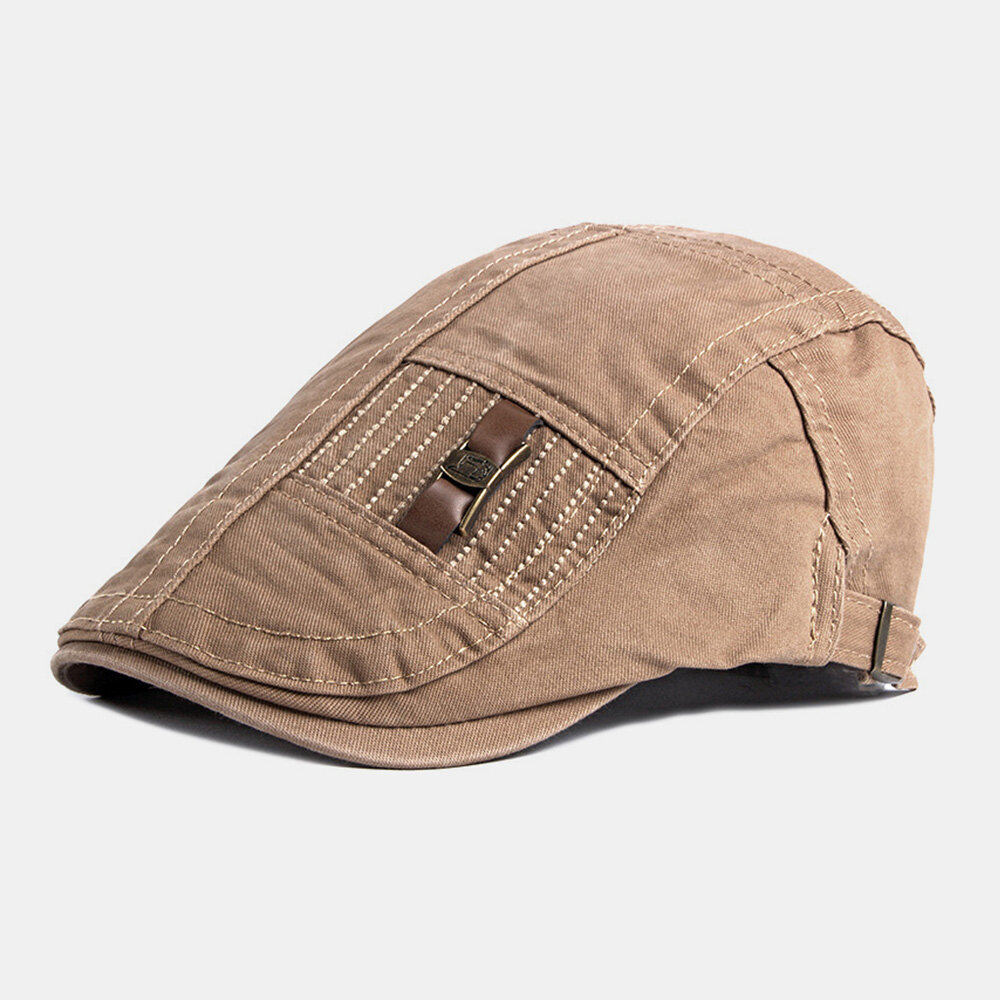 

Men Cotton Short Brim Adjustable British Retro Forward Hat Beret Cap