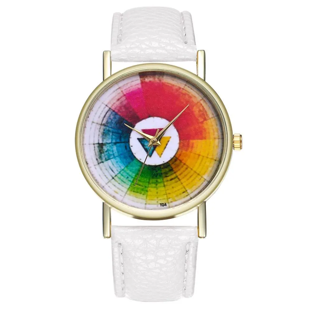 Vintage color wheel color board women quartz watch