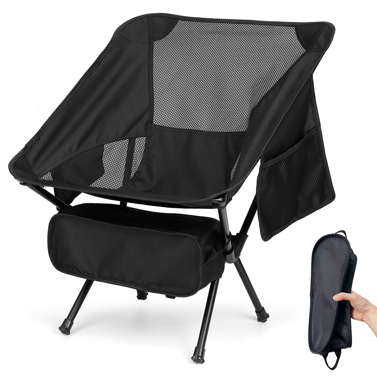 Chaise de camping en plein air chaise pliante portable plage randonnée pique-nique siège outils de pêche chaise avec 2 sacs de rangement