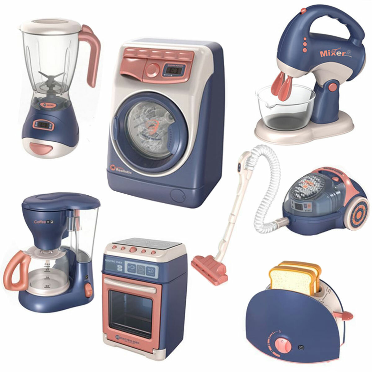 Simulation Electric Life Household Appliances with Light Sound Bread Maker Oven Coffee Machine For Girl Toys