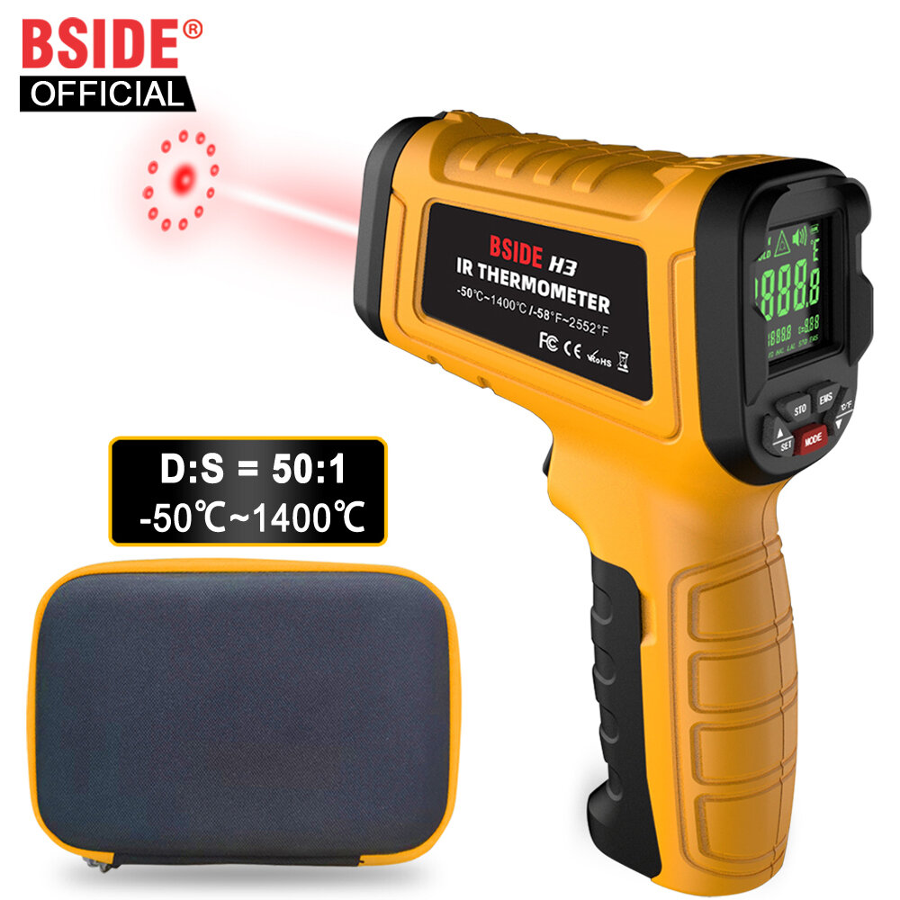 

BSIDE Infrared Thermometer -50~1400C Professional 50:1 Digital IR-LCD Temperature Meter Non-contact Laser Thermometers P