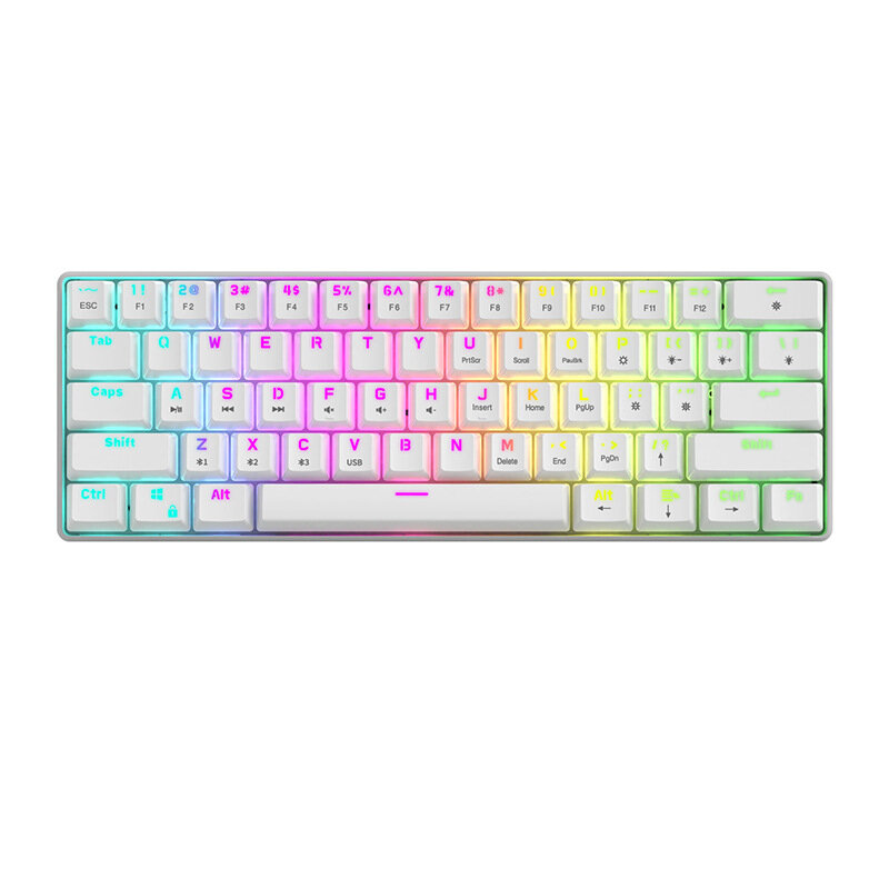 

S61 Mechanical Keyboard 61 Keys Wired bluetooth Dual Mode RGB Backlight Blue Switch Gaming Keyboard for Phone Tablet OS