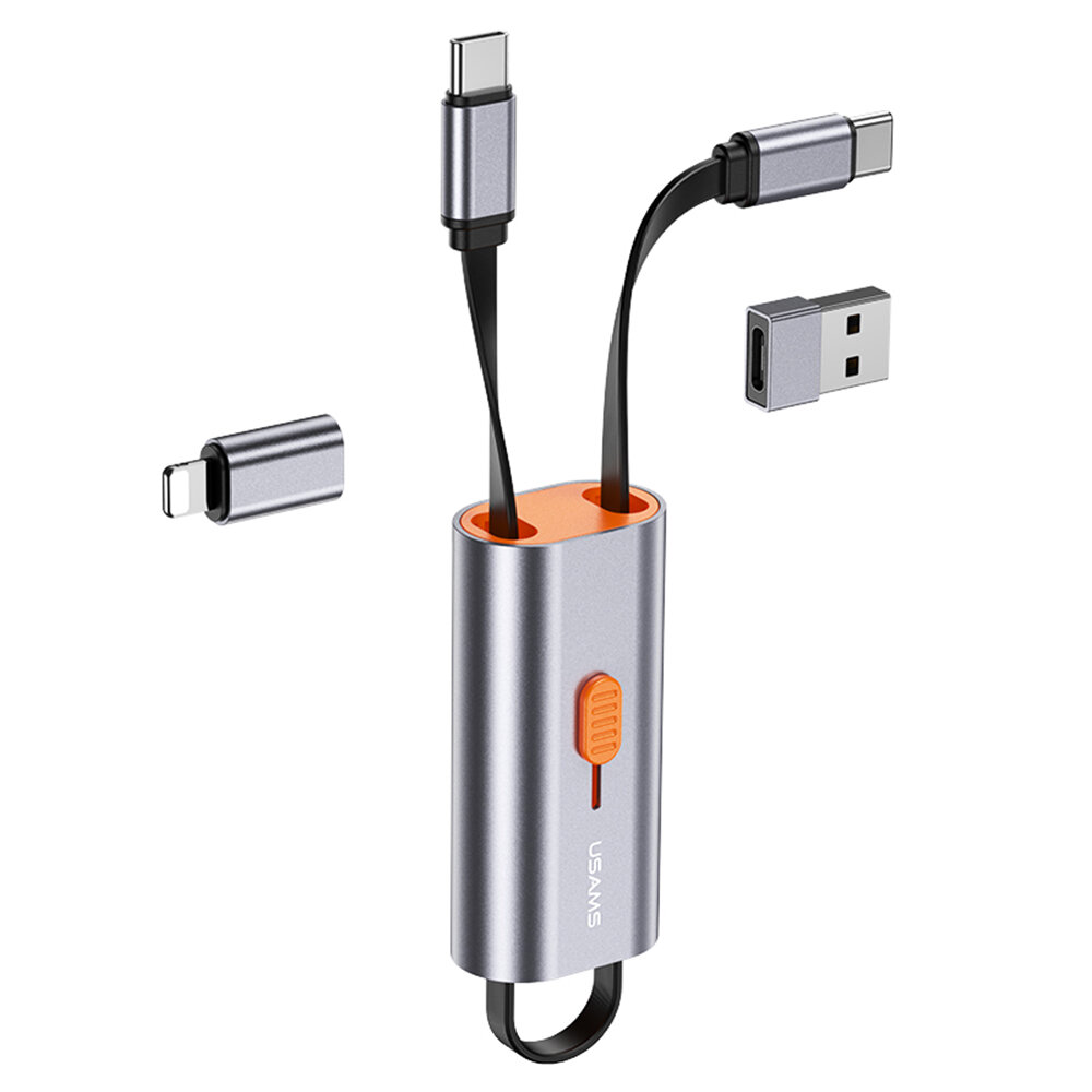 

USAMS 4-IN-1 Multifunctional USB / Type-C to Type-C / iP Storage Cable 60W PD Fast Charge OTG Adapter 480Mbps Data Trans