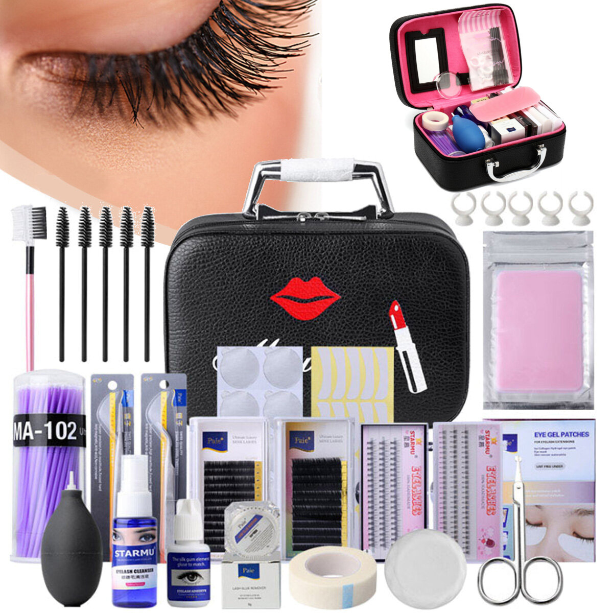 22pcs Lash Starter Kit Eyelash Extension Makeup Practice Set Bag False Eyelash Extension Training Ma