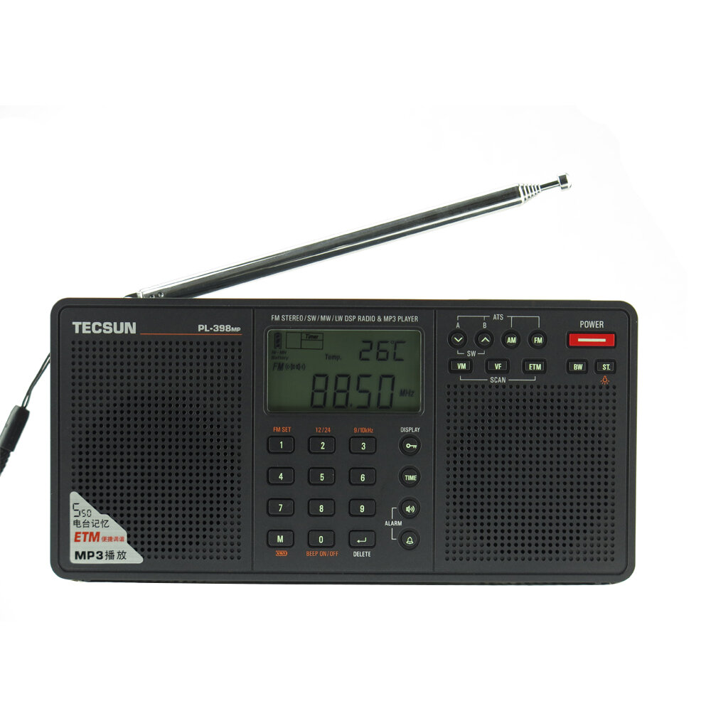 

Tecsun PL-398MP Stereo Radio Portatil AM FM Full Band Digital Tuning with ETM ATS DSP Dual Speakers Receiver MP3 Player