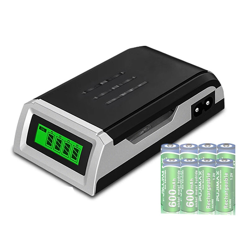 PUJIMAX LCD Display 4 Slots Smart Intelligent Battery Charger For AA/AAA NiCd NiMh Rechargeable Batteries