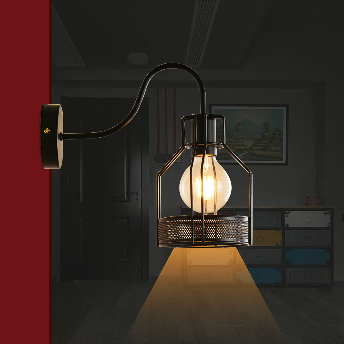 E27 Retro Wall Lamp Vintage Bedroom Bar Sconce Light Indoor Fixture Home Decoration AC110-240V