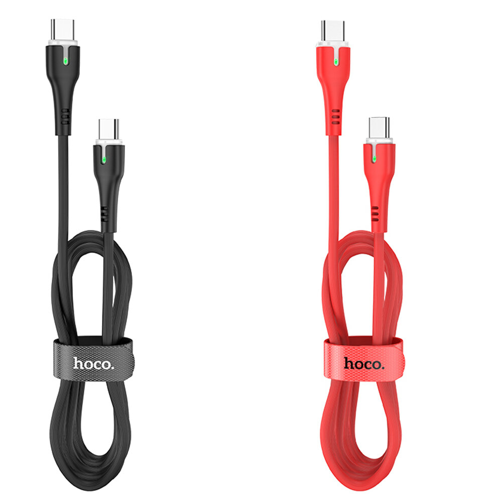 HOCO Type C to Type C 60W PD LED Indicator Lights Fast Charging Data Cable For Huawei P30 Pro P40 mATE 30 5G Mi10 S20