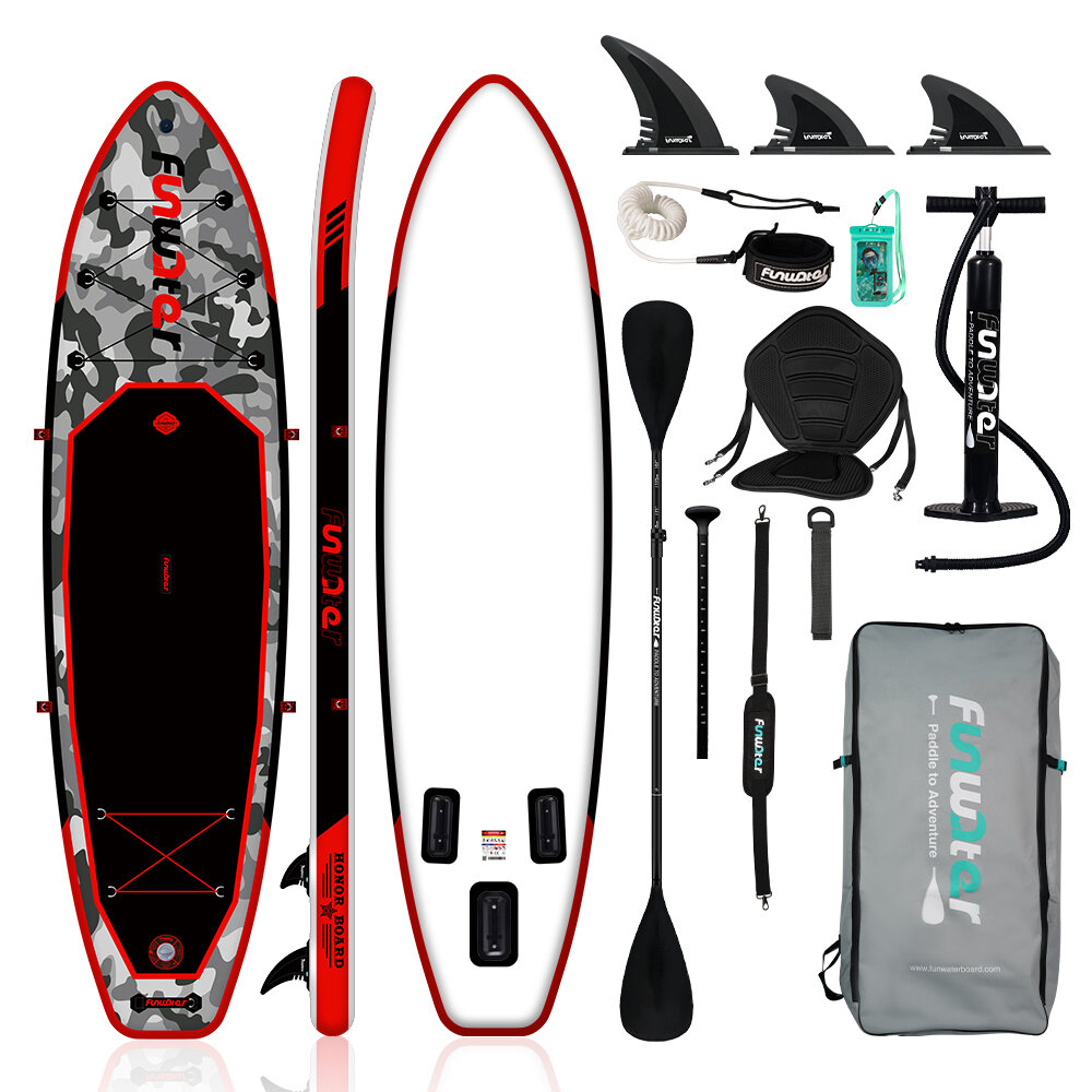 

[EU Direct] FunWater Inflatable Paddle Board 12~15PSI Maximum Load 150KG Stand Up Portable Surfboard Pulp Board With Cha