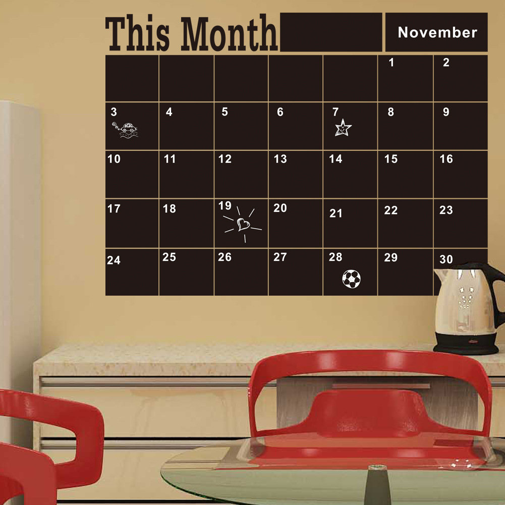 

Blackboard Wall Stickers This Month Schedule Timetable DIY Calendar Wall Decal Home Decor