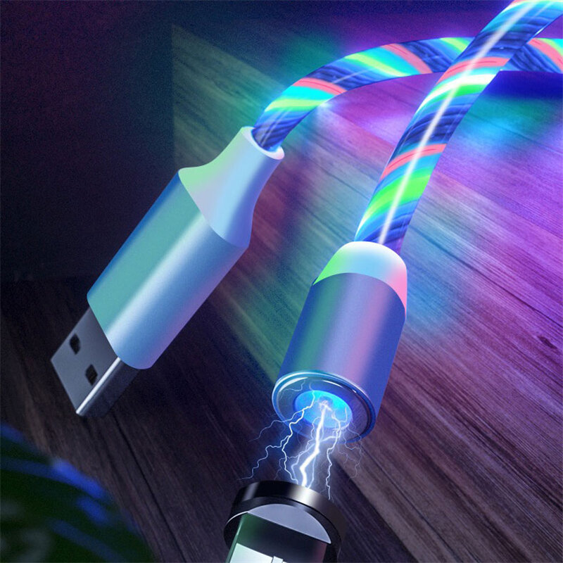 Bakeey Type C Micro USB Magnetische Datakabel 2A Snel Opladen Vloeiend Licht LED Lichtgevende Lijn V