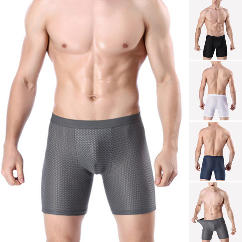 Mens Icy Breathable Underwear Boxer Shorts Sheer Trunks Bulge Pouch Underpants