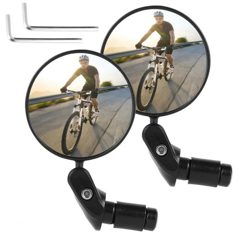 

2pcs Bicycle Rear View Mirror Adjustable 360° Rotatable Convex Lens 360 Rotatable Handlebar Safety Mirror For MTB And Ro