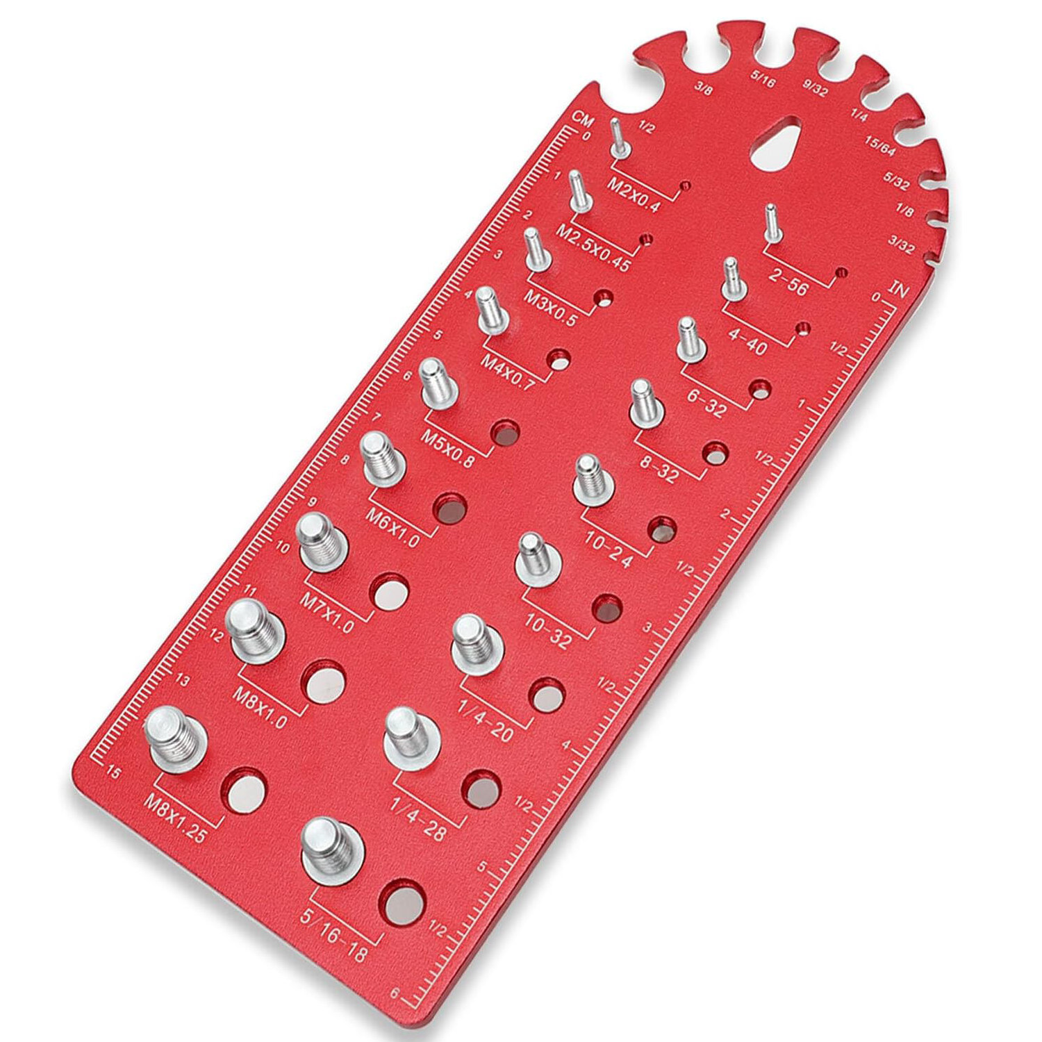 Portable 18 Holes Nut and Bolt Thread Checker Fine Thread Nut and Bolt Size Gauge with SAE and Metric Gauges and Additio