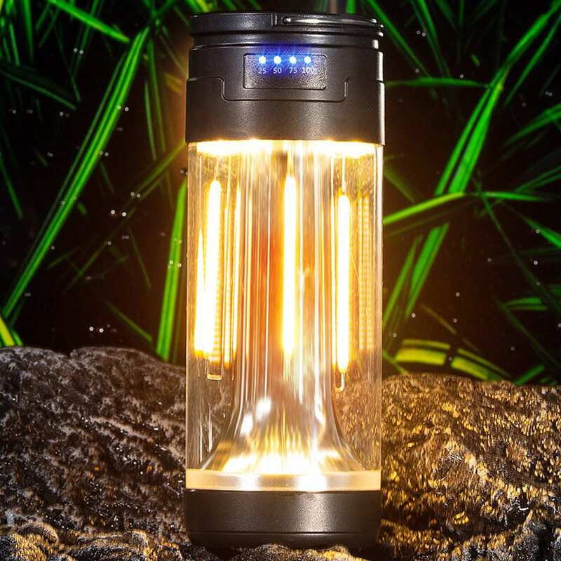 Luz de acampamento LED para ambiente externo, luz de tenda solar multifuncional com carregamento USB, lâmpada de pé lanterna pendurada