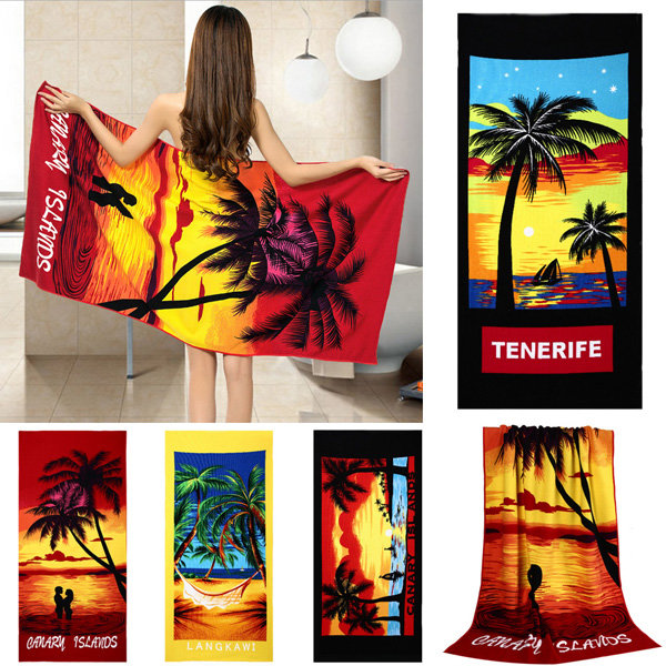 

70x150cm Coconut Trees Amorous Feelings Quick Dry Beach Towels Absorbent Microfiber Bath Towel