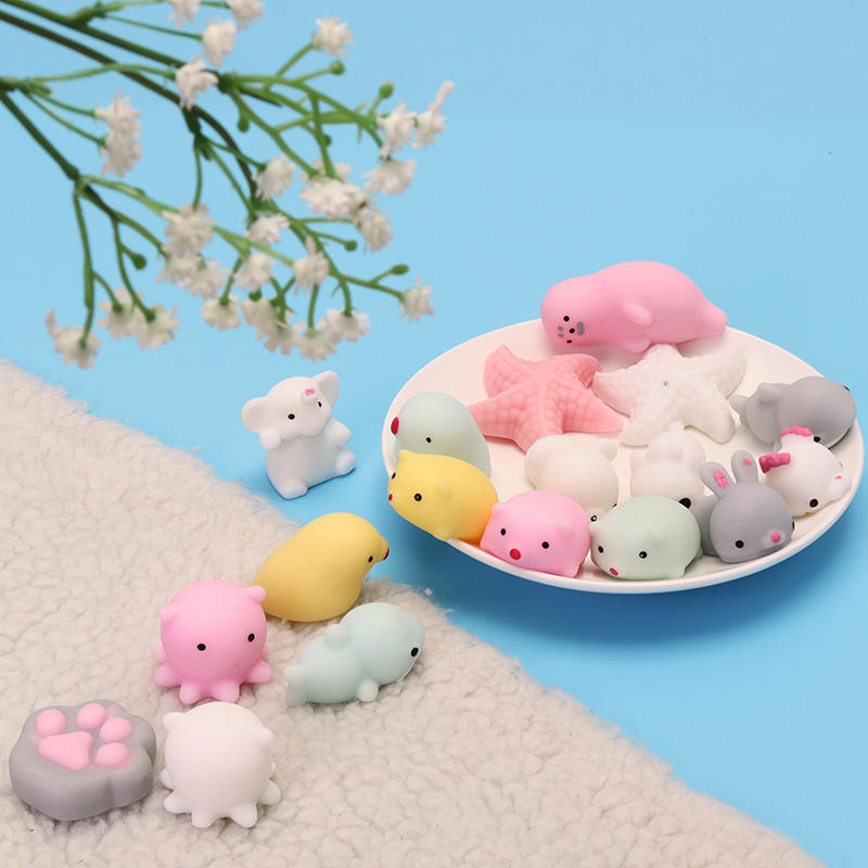 Roze witte zeester Mochi Squishy Squeeze genezing speelgoed Kawaii collectie Stress Reliever geschen
