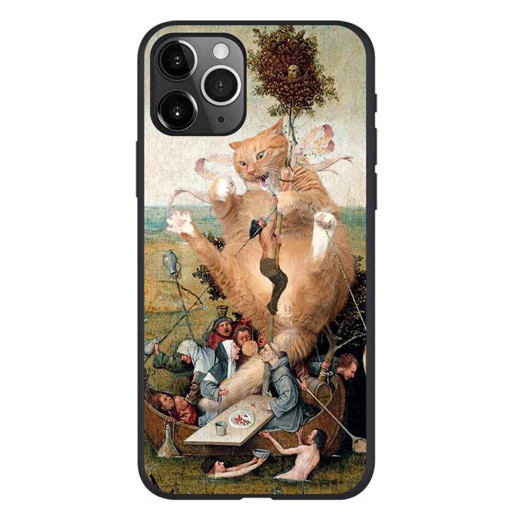 

Creative Retro Oil Painting Gigantic Cat Pattern Protective Case Back Cover for iPhone 11 / 11 Pro / 11 Pro Max / SE / X