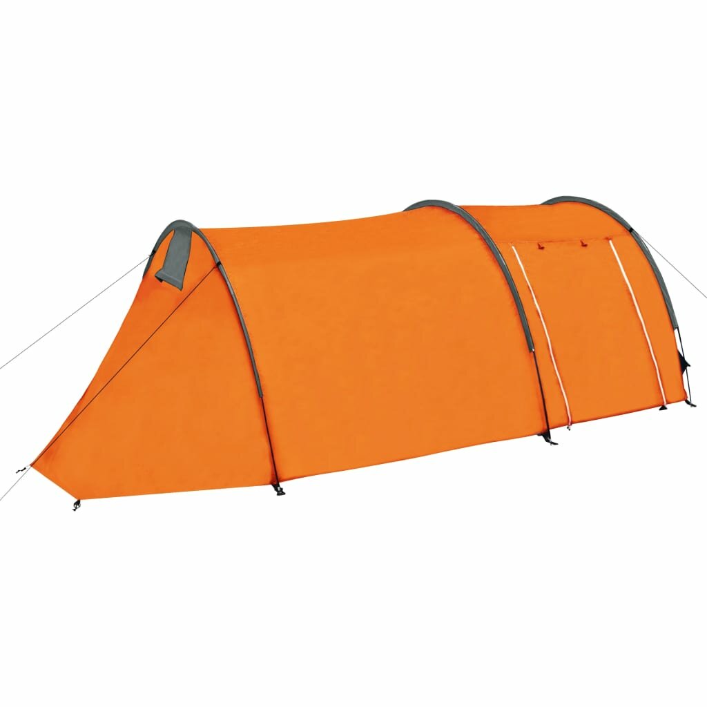 Waterdichte kampeertent 2 ~ 4 personen tunneltent voor kamperen wandelen reizen glasvezel stokken grijs + oranje