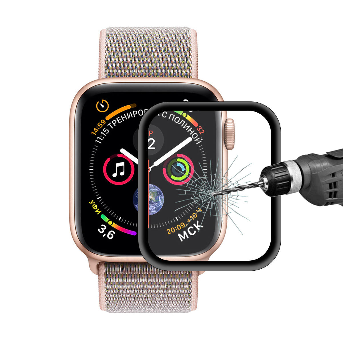 Enkay?Gehard?glazen?horlogescherm?voor?appel Watch-serie 4/appel Watch-serie 5 40 mm 0,2 mm 3D gebog