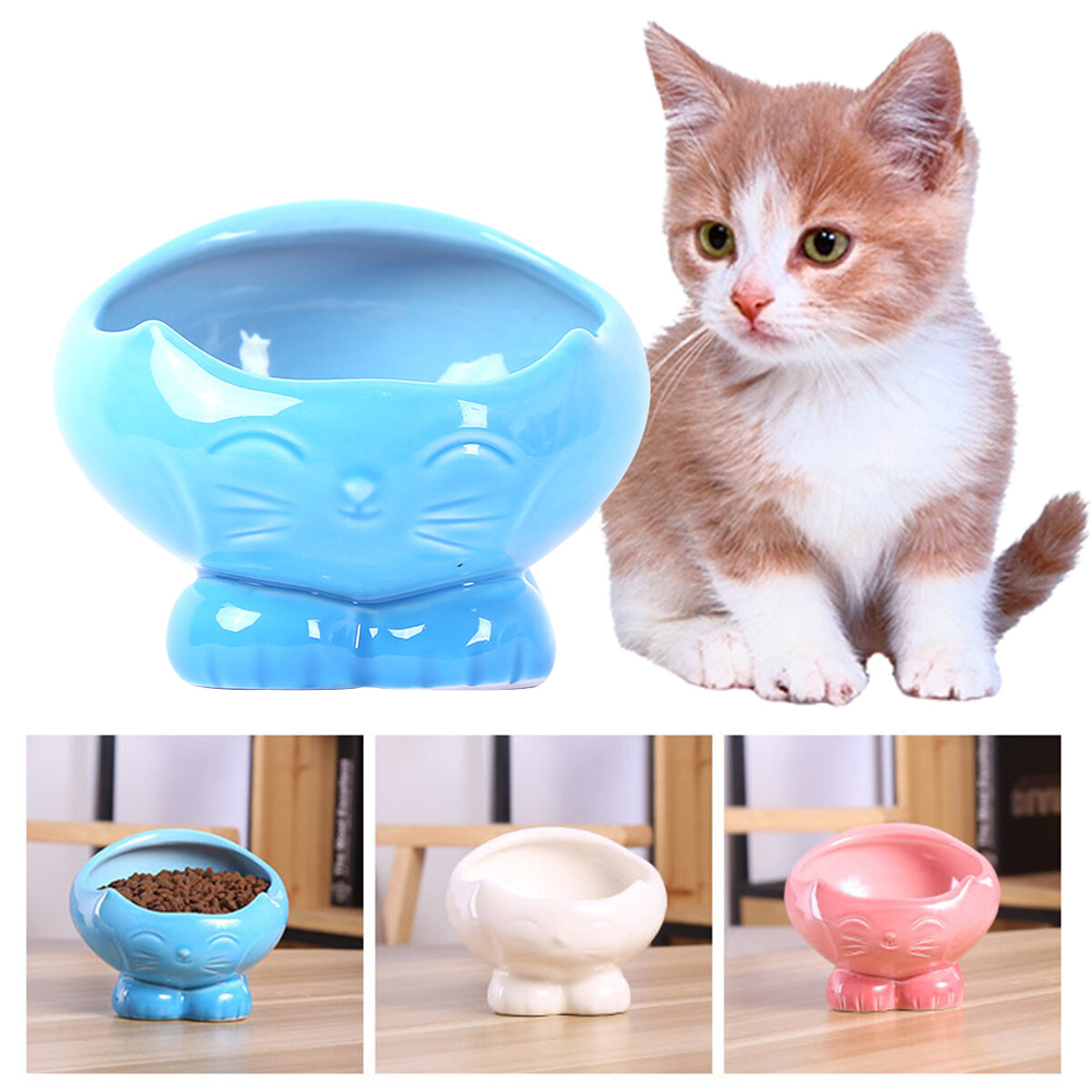 Cats Feeding Pet Bowl Food Ceramic Bowl Puppy Dogs Snack Water Feeder, Banggood  - buy with discount