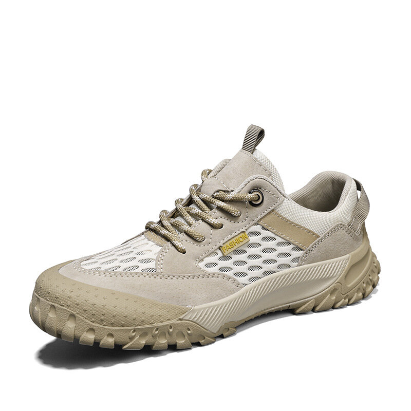 Buty męskie z ekoskóry dla mężczyzn, lekkie buty wspinaczkowe i myśliwskie latem, skórzane trampki na zewnątrz, buty trekkingowe
