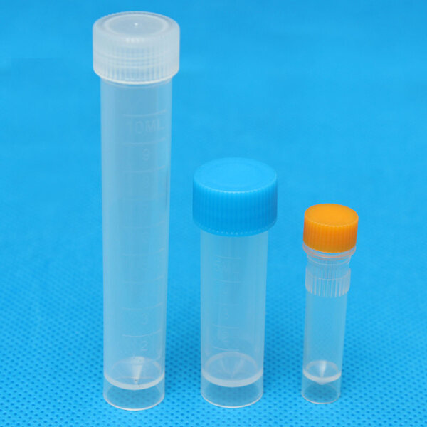 10 stuks Afgedrukte Plastic Cryovial Cryogene Vial Testbuis Zelfstandig Met Cap 1,5 / 5 / 10mL