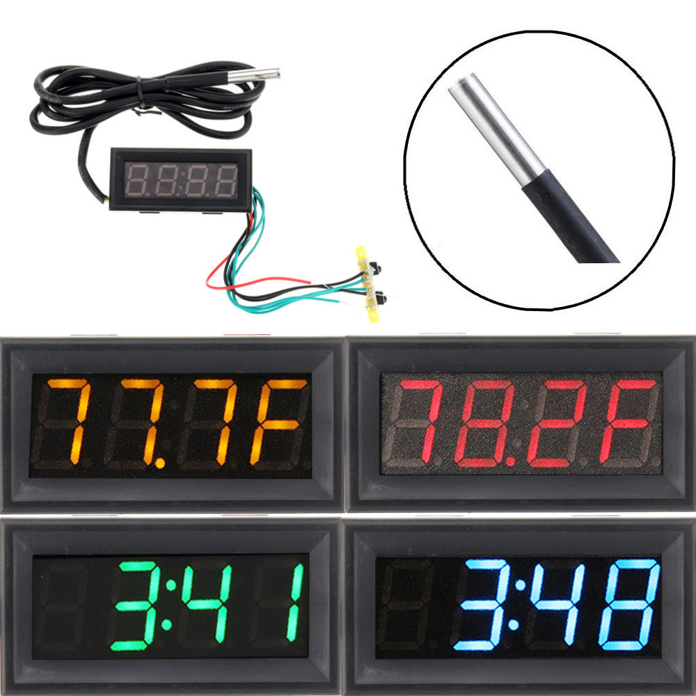 056 Inch 200V 3 in 1 Time Temperature Voltage Fahrenheit Display DC7 30V Voltmeter Electronic Watch Clock Digital T