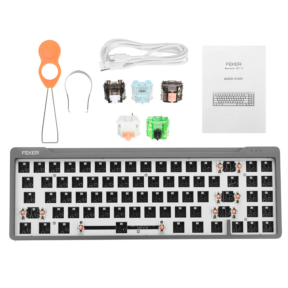 FEKER 70% Layout Keyboard Kit Hot Swappable NKRO RGB Backlight Type-C Wired PCB Mounting Plate CNC Anodized Aluminum Cas