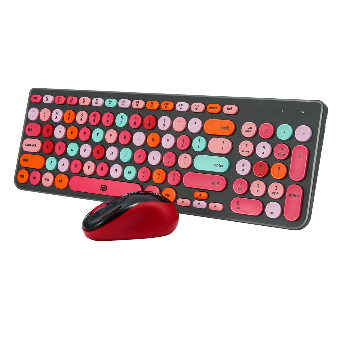 FD ik6630M 2.4GHz Wireless Keyboard & Mouse Set 99 Keys Round Keycaps Silent Rechargeable Keyboard 1