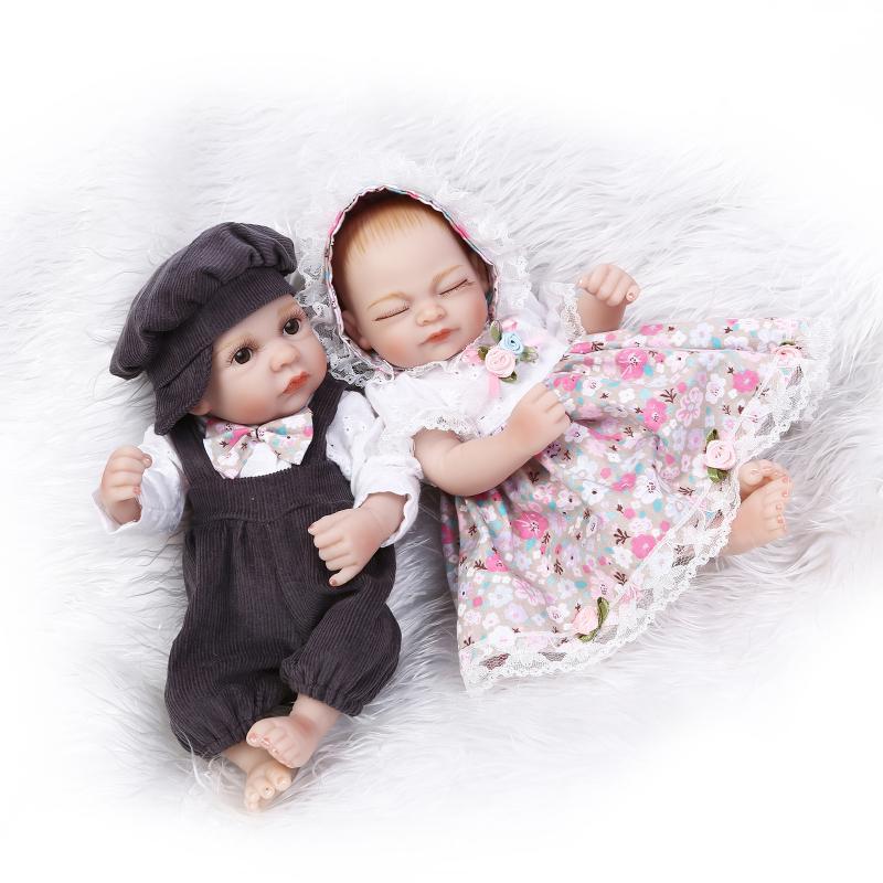 

NPK 10 дюймов 26см Reborn Baby Boy Girl Soft Силиконовый Кукла Handmade Lifeike Baby Girl Куклаs Play House Toys День ро