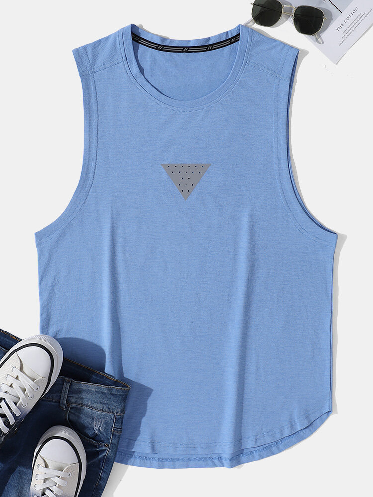 Men Icon Pattern Sleeveless Quick Dry Breathable Gym Tank Tops