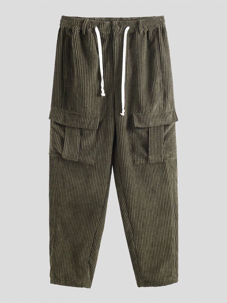 

Mens Vintage Big Pockets Drawstring Loose Fit Comfy Pants