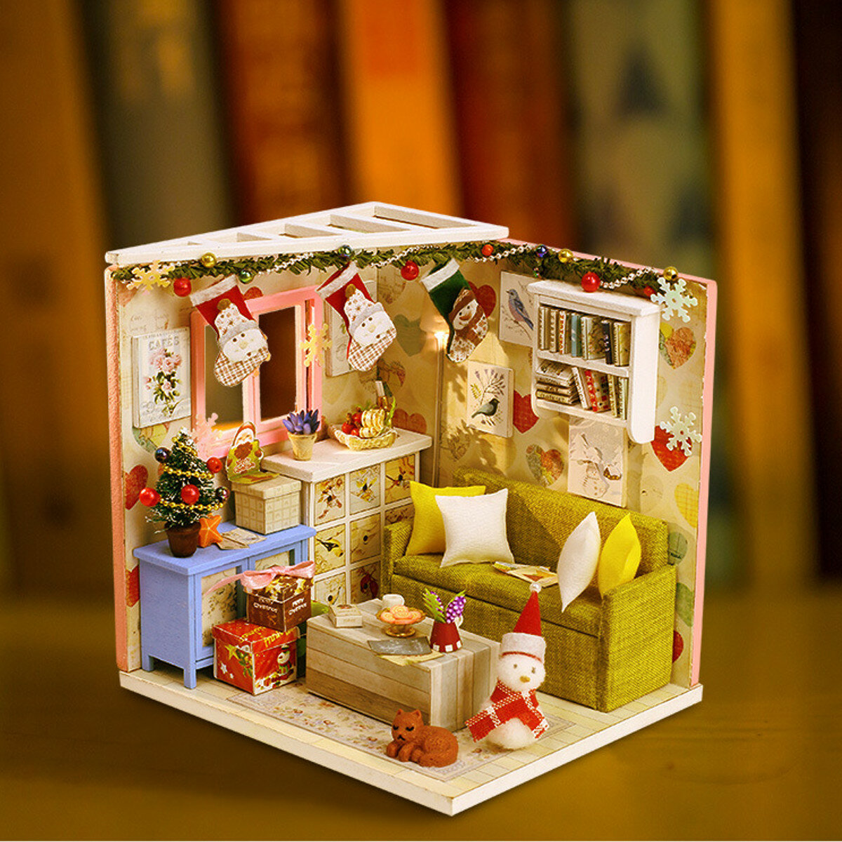 Iiecreate DIY poppenhuis huis handgemaakte geassembleerd educatief speelgoed Art House kerstcadeau c
