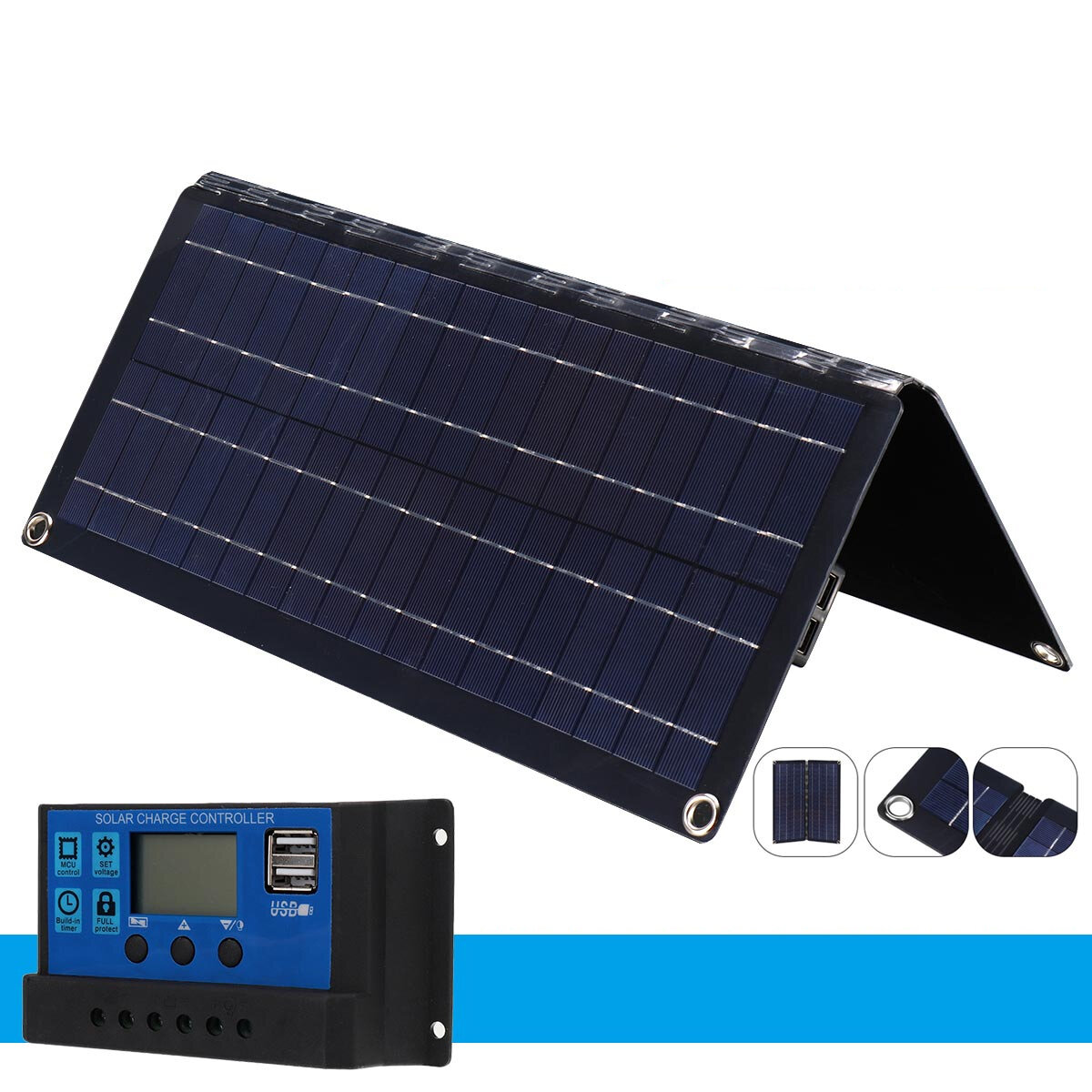20W Monocrystalline Solar Panel with Controller Foldable Rechargeable Portable Solar Panel for Outdoor Camping Mountaine