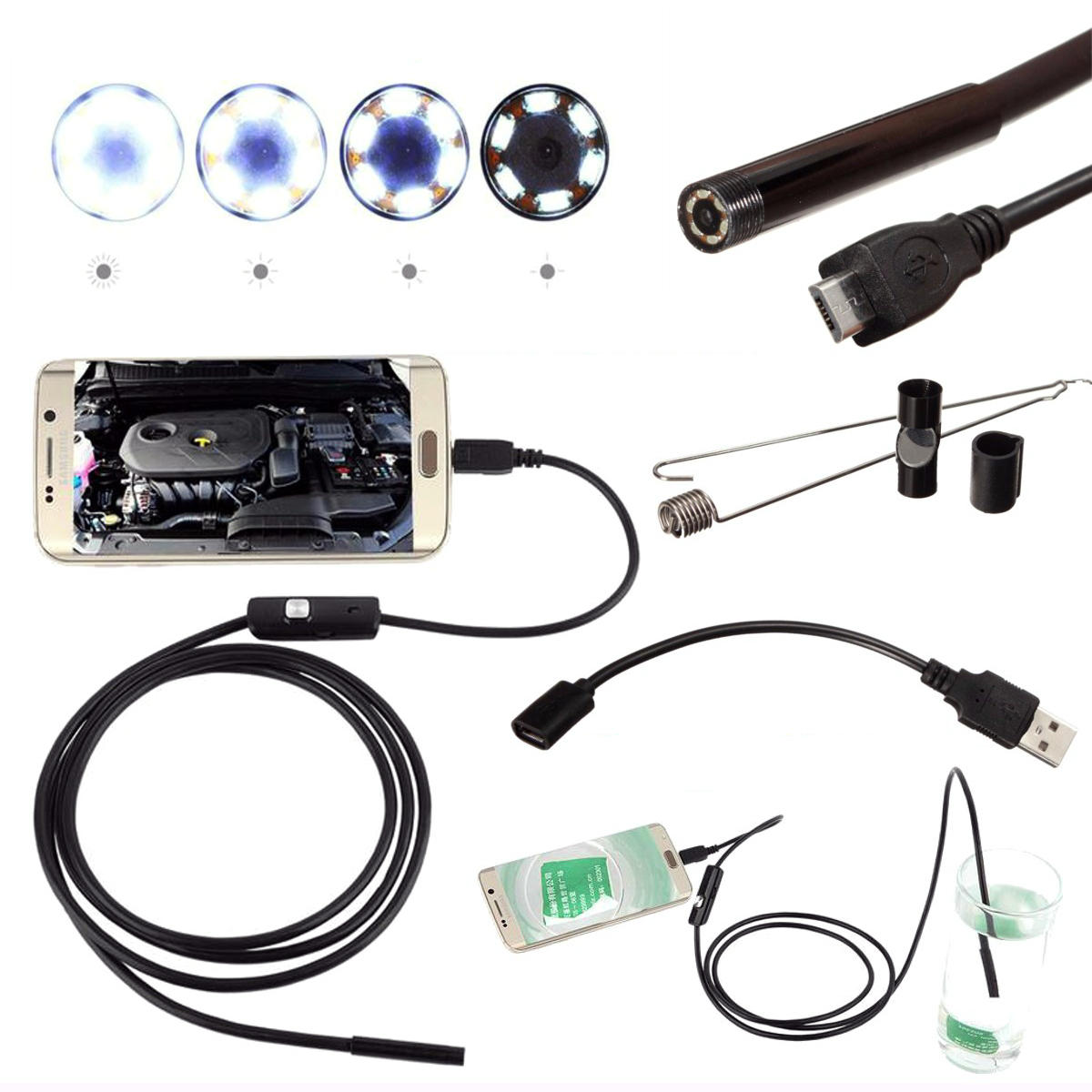 DANIU Mini Borescope Inspection Waterproof Camera 5.5mm Digital 5m USB For Android Phone